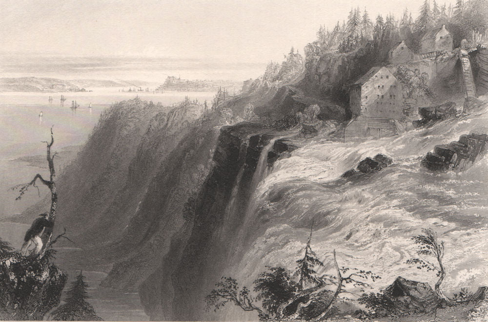 QUEBEC. Chute Montmorency Falls from the summit. Canada. BARTLETT 1842 print